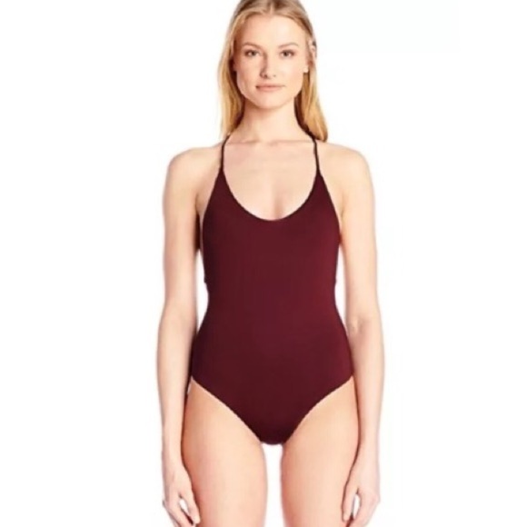Dolce Vita Solid One Piece Cross Back Swimsuit - Picture 1 of 6